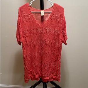 Salmon colored net shirt